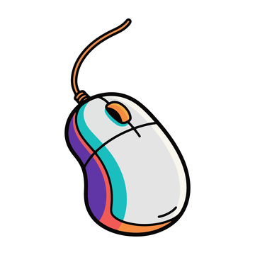 鼠标电脑组件手绘插画卡通漫画风格