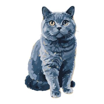 水粉后印象派风格手绘蓝猫