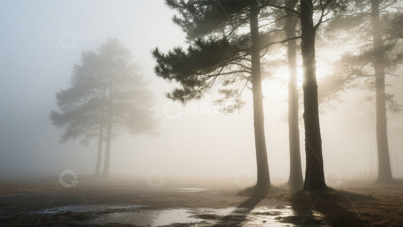 高清大图下载【趣麦麦图】雾林朦胧森林之境