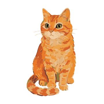 颜料色块画风可爱手绘橘猫