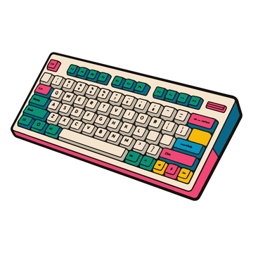 键盘电脑组件手绘插画卡通漫画风格1