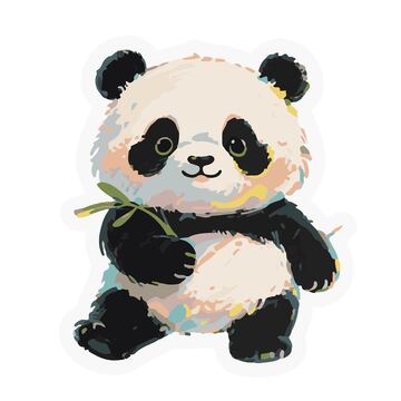 可爱大熊猫幼崽手绘插画