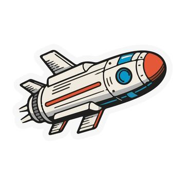 手绘插画太空飞船