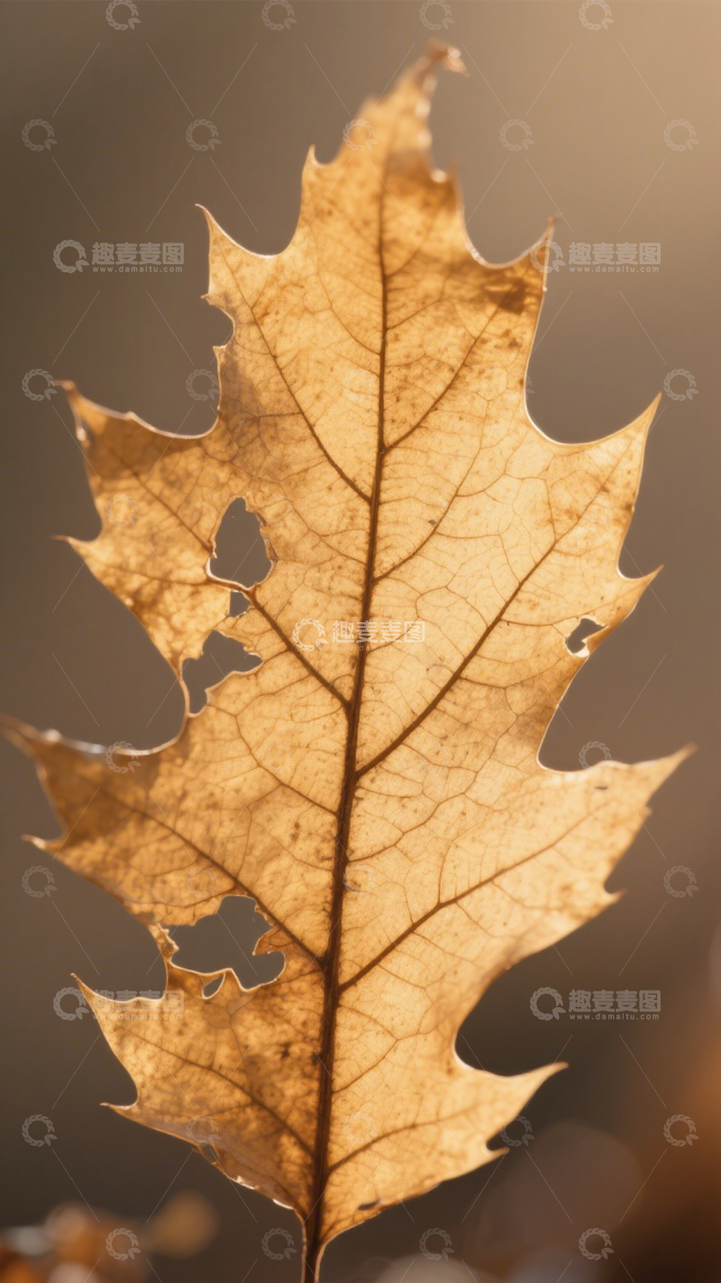 高清大图下载【趣麦麦图】枯叶金黄脉络秋意浓