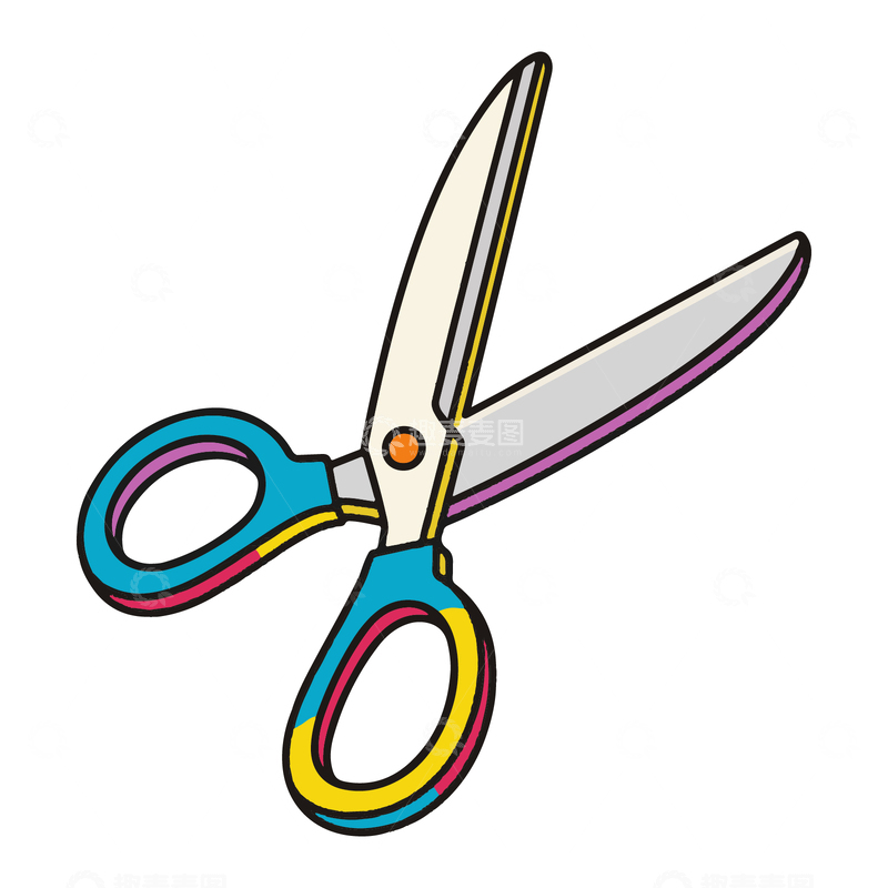 源文件下载【趣麦麦图】-剪刀手工工具手绘插画卡通漫画风格