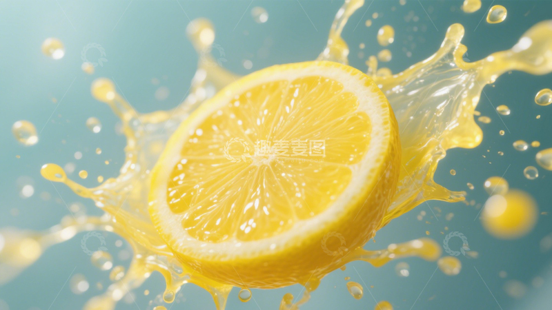 高清大图下载【趣麦麦图】黄色柠檬果汁溅1