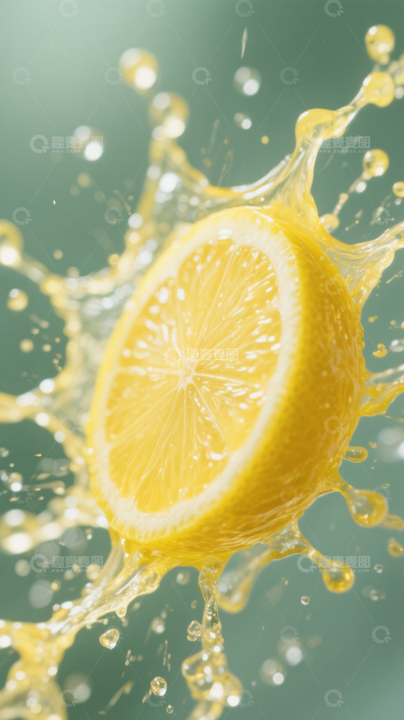 高清大图下载【趣麦麦图】黄色柠檬果汁溅3