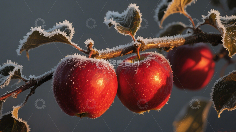 高清大图下载【趣麦麦图】霜雪苹果枝头挂1