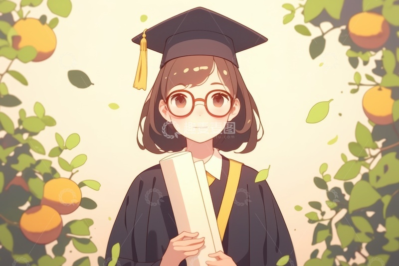 高清大图下载【趣麦麦图】手绘可爱的毕业生