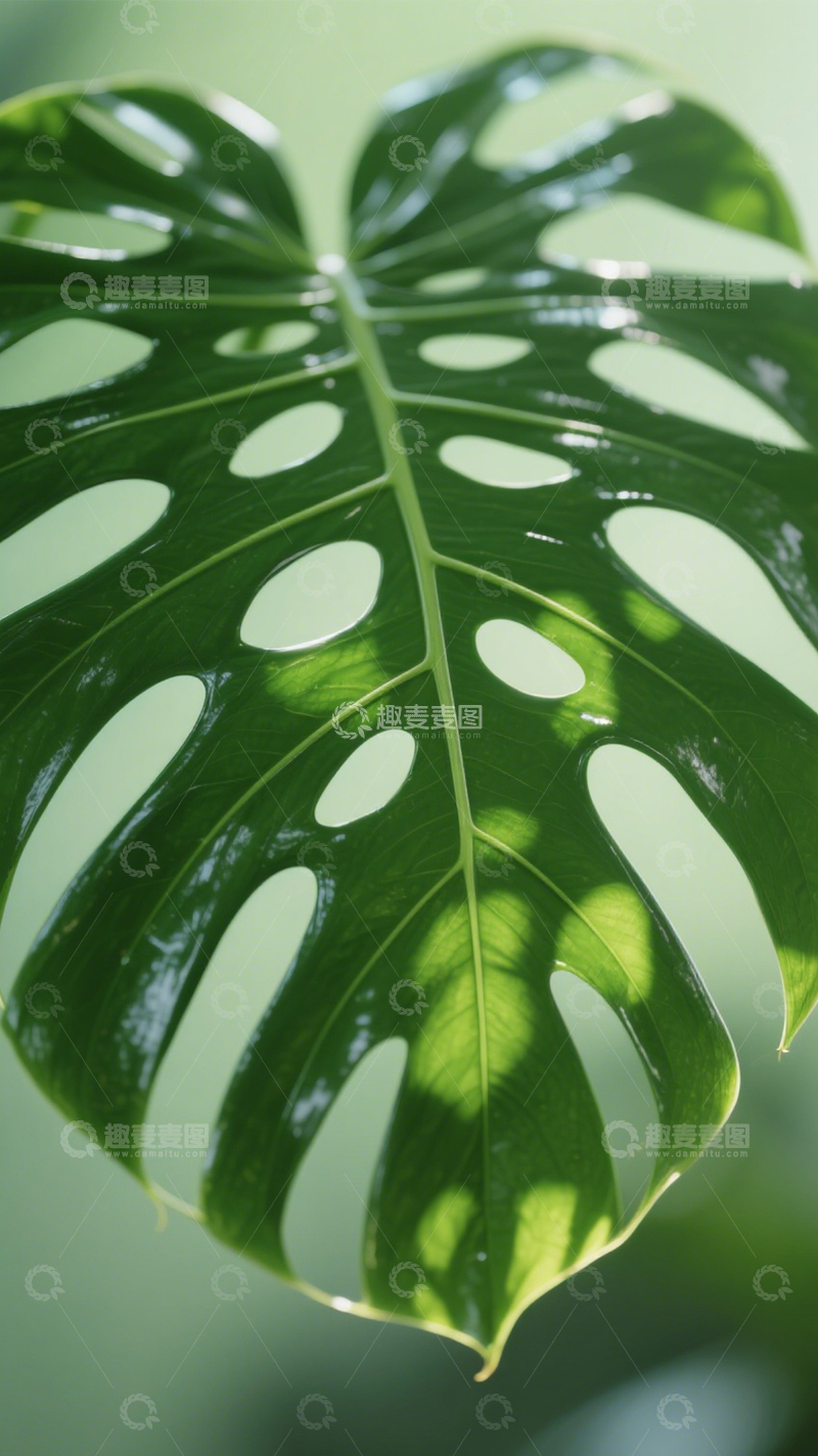 高清大图下载【趣麦麦图】龟背竹叶片孔洞之美4