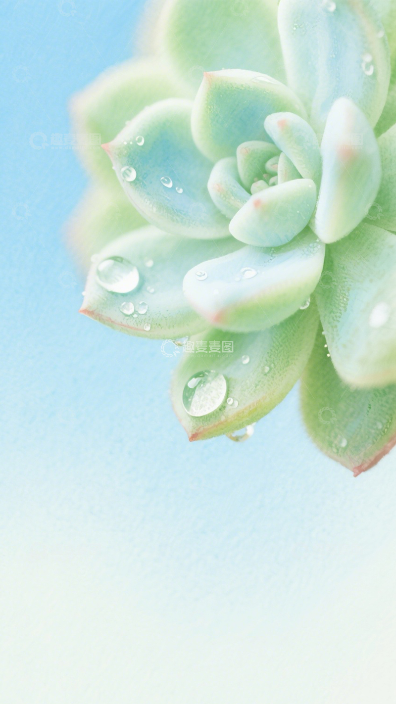 高清大图下载【趣麦麦图】-多肉水滴翠绿清新3