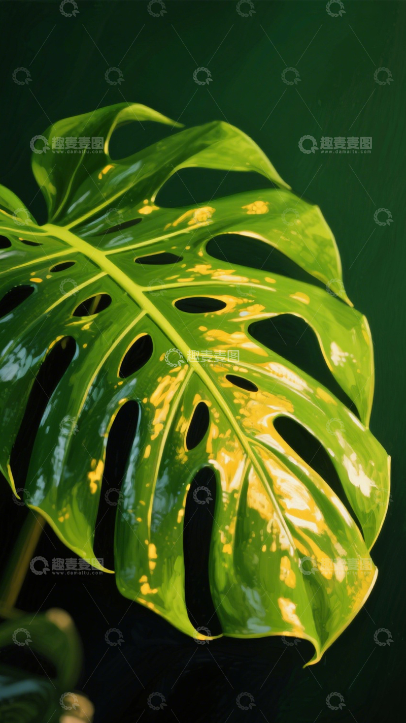 高清大图下载【趣麦麦图】龟背竹叶片孔洞之美3