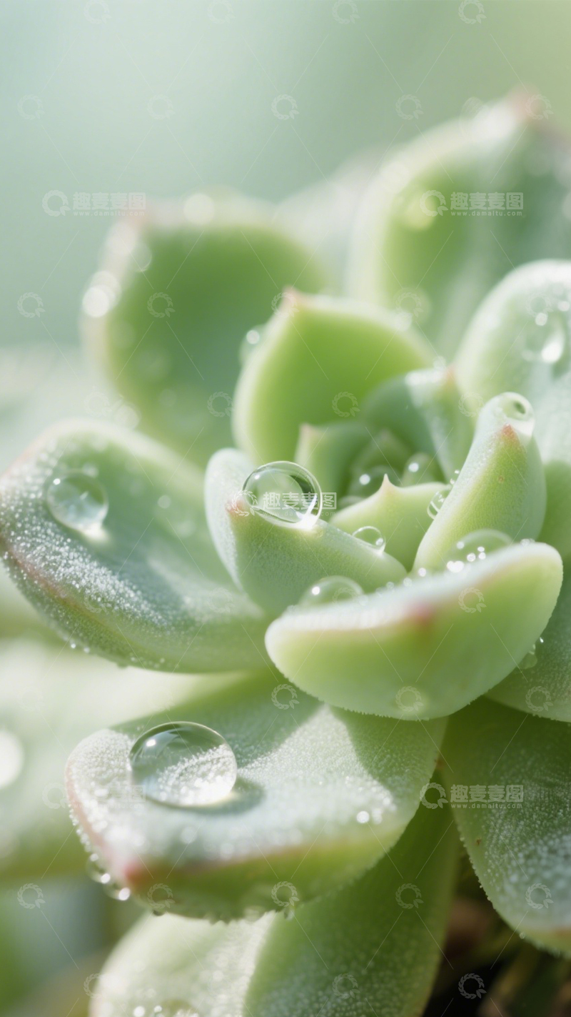 高清大图下载【趣麦麦图】-多肉水滴翠绿清新2