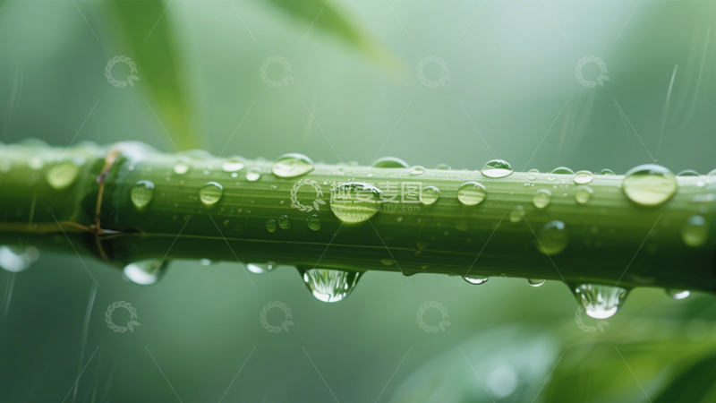高清大图下载【趣麦麦图】竹叶水滴绿色清新韵3