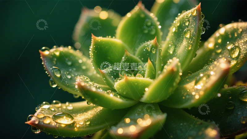 高清大图下载【趣麦麦图】多肉水滴翠绿清新