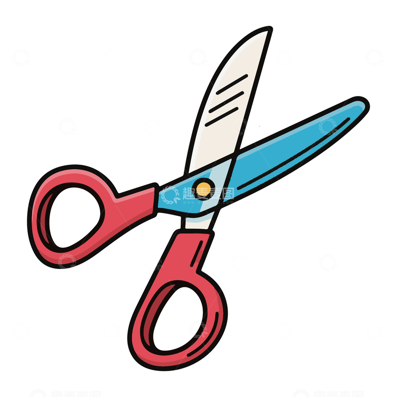 源文件下载【趣麦麦图】-剪刀手工工具手绘插画卡通漫画风格1