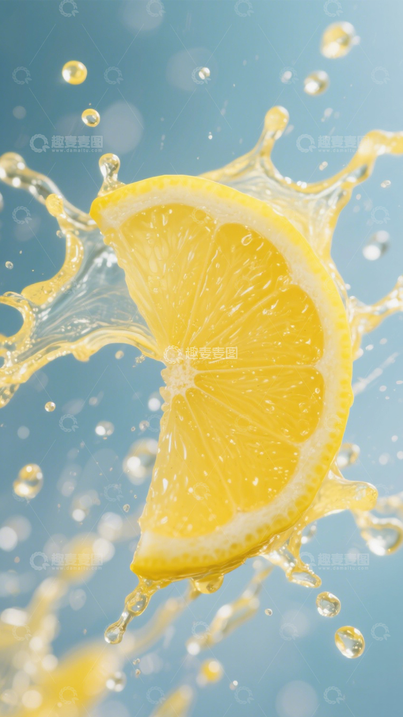 高清大图下载【趣麦麦图】黄色柠檬果汁溅2