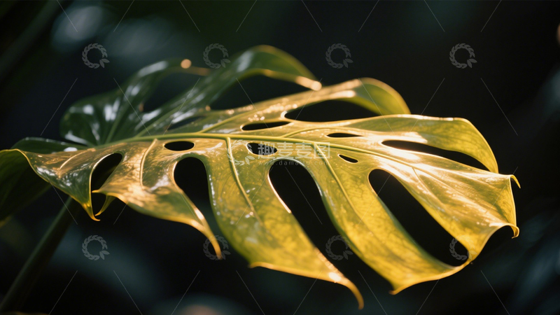 高清大图下载【趣麦麦图】龟背竹叶片孔洞之美2