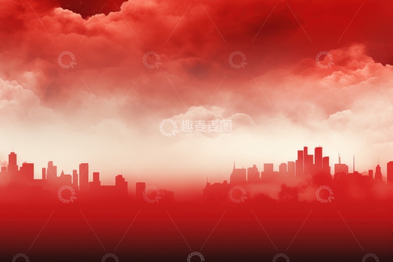 高清大图下载【趣麦麦图】手绘城市剪影边框背景