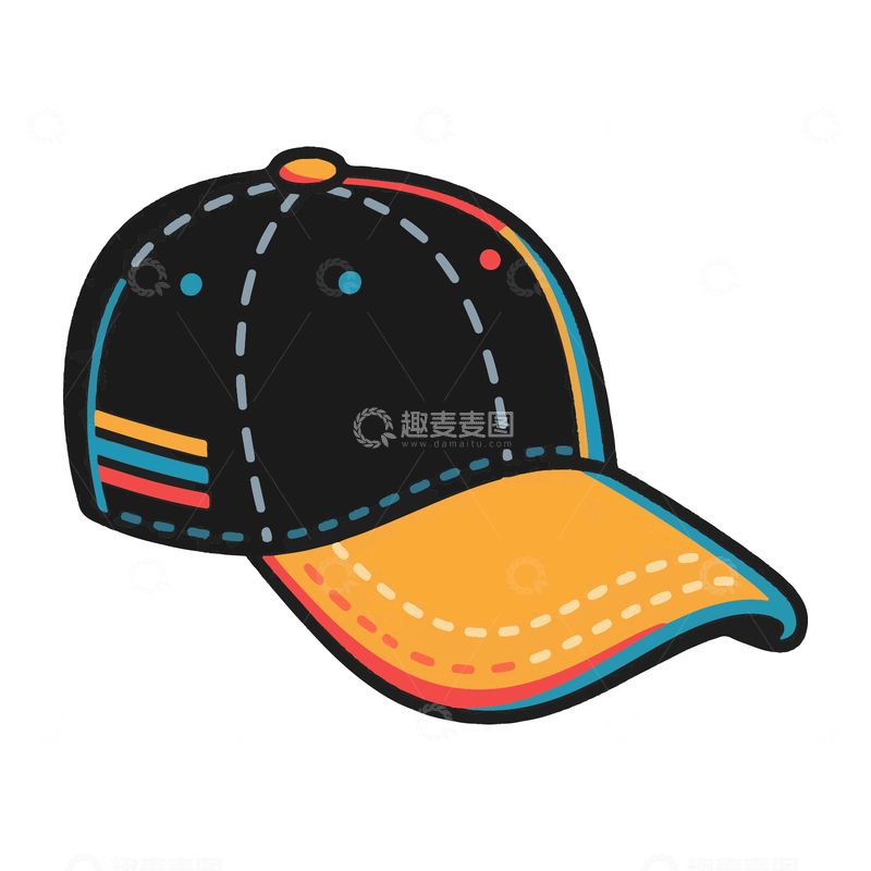 源文件下载【趣麦麦图】帽子鸭舌帽手绘插画漫画风格服饰2