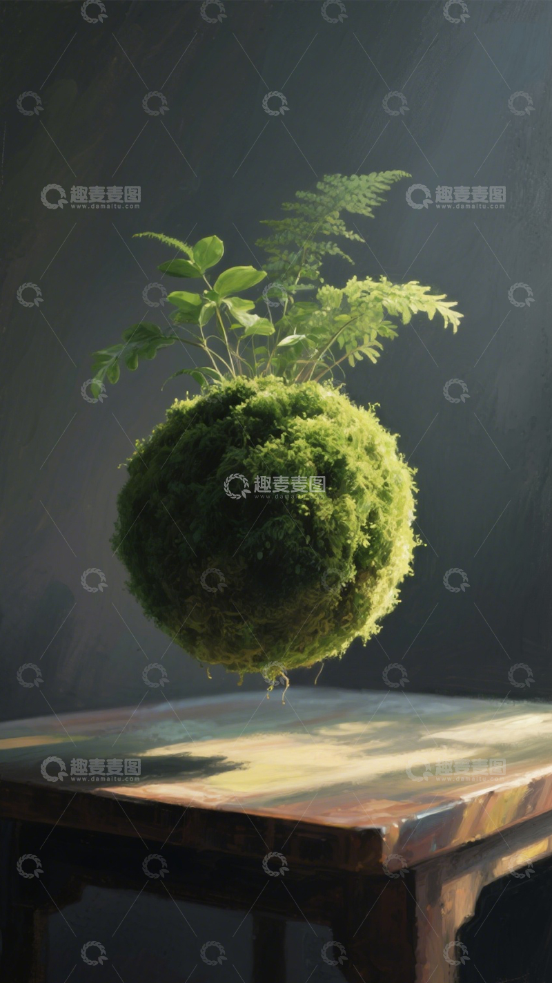 高清大图下载【趣麦麦图】清新苔藓球绿植1