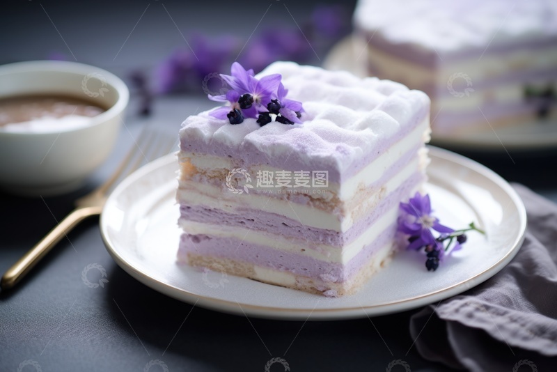 高清大图下载【趣麦麦图】紫色芋泥夹心蛋糕