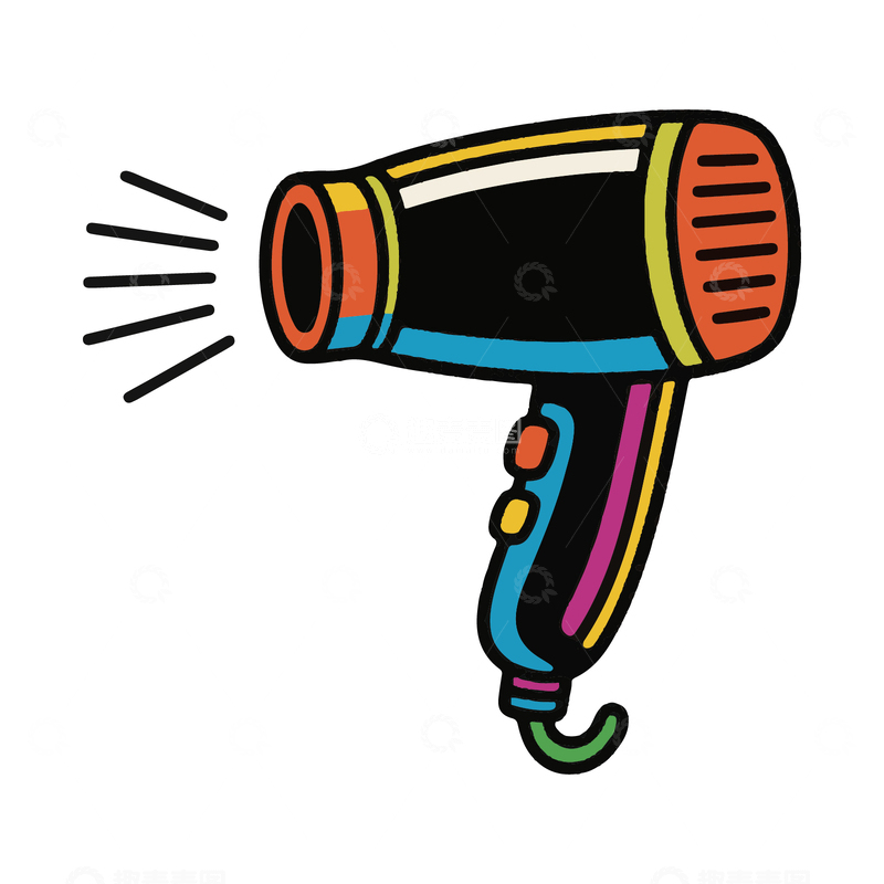 源文件下载【趣麦麦图】吹风机卡通装饰元素2