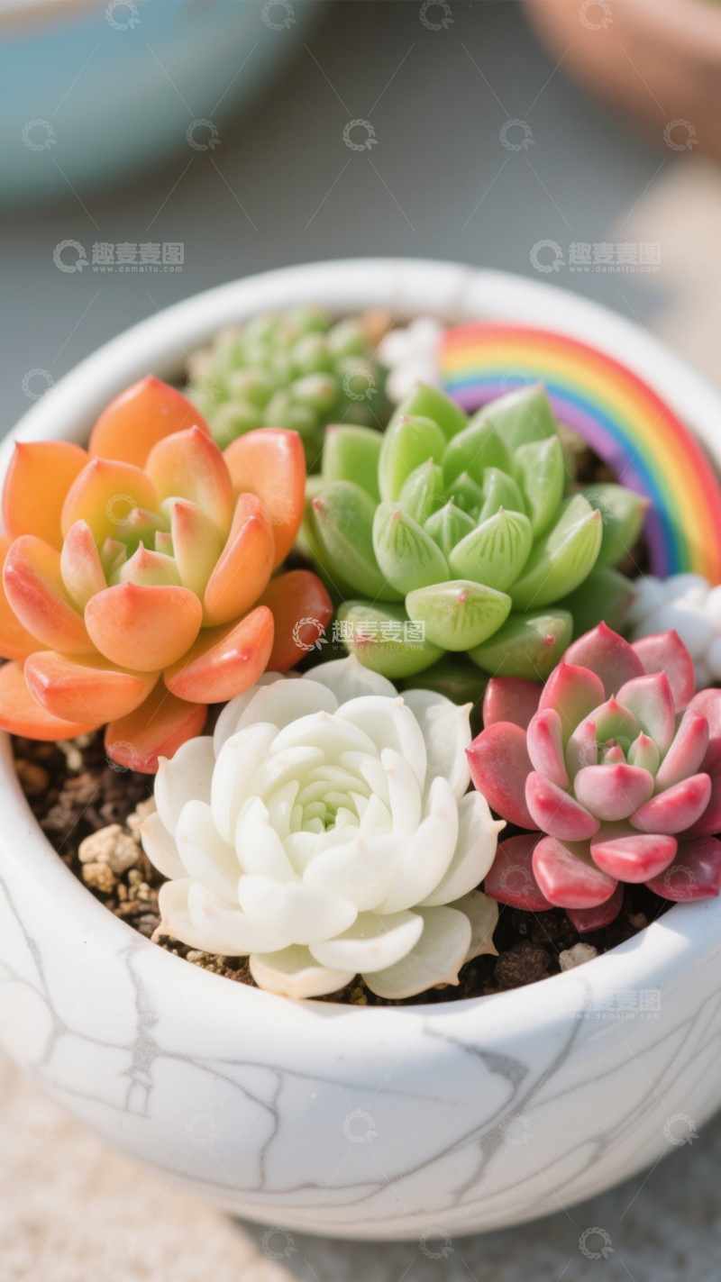 高清大图下载【趣麦麦图】多彩多肉小盆栽