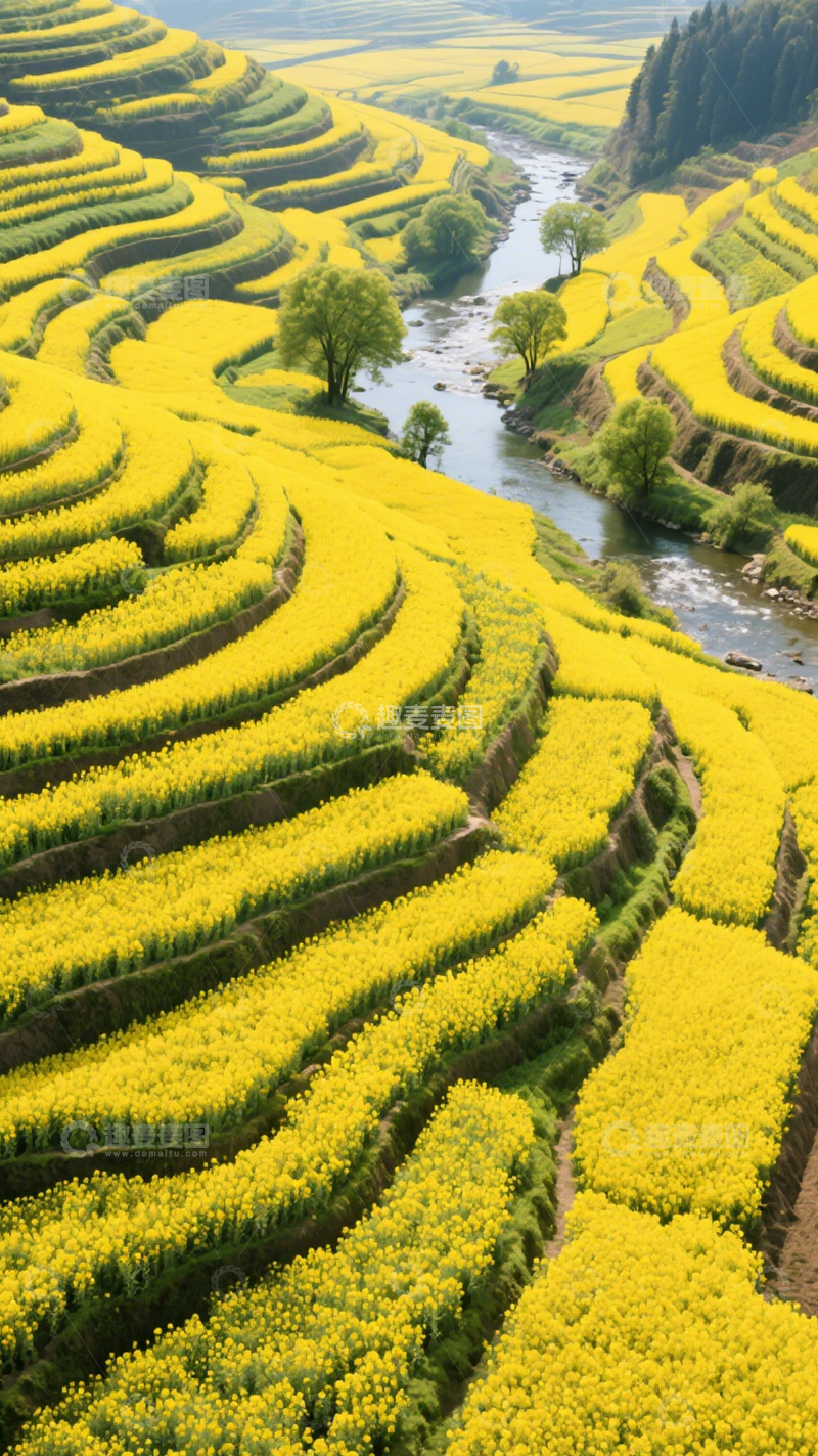 高清大图下载【趣麦麦图】梯田油菜花海3