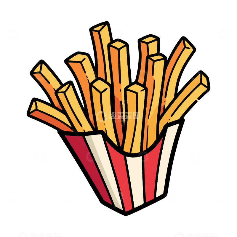 源文件下载【趣麦麦图】一份大薯条美食插画