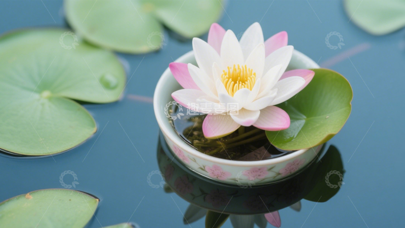 高清大图下载【趣麦麦图】粉色荷花盆栽1