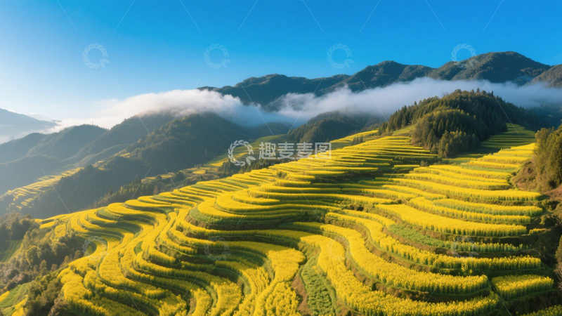 高清大图下载【趣麦麦图】梯田油菜花海1