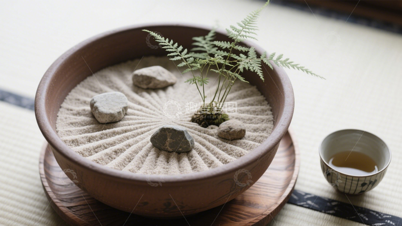 高清大图下载【趣麦麦图】禅意沙景小盆栽2