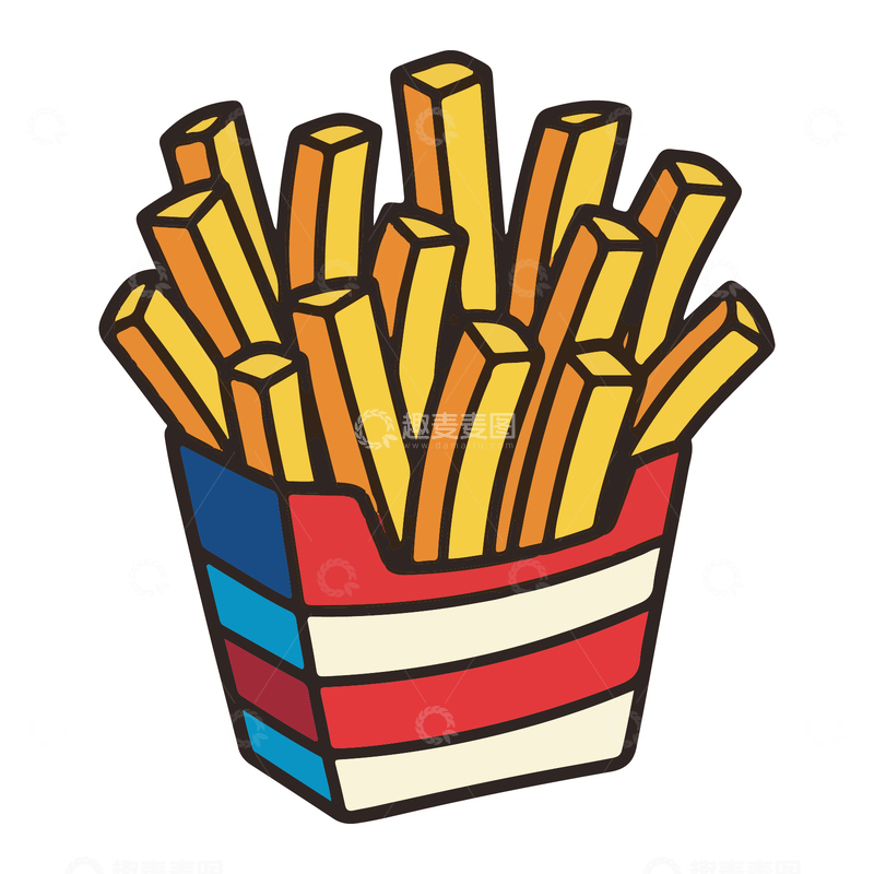 源文件下载【趣麦麦图】一份大薯条美食插画3