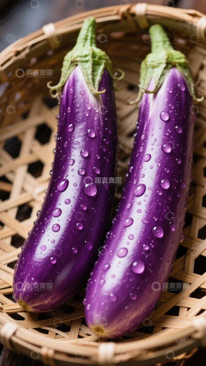 高清大图下载【趣麦麦图】新鲜紫茄带露鲜1
