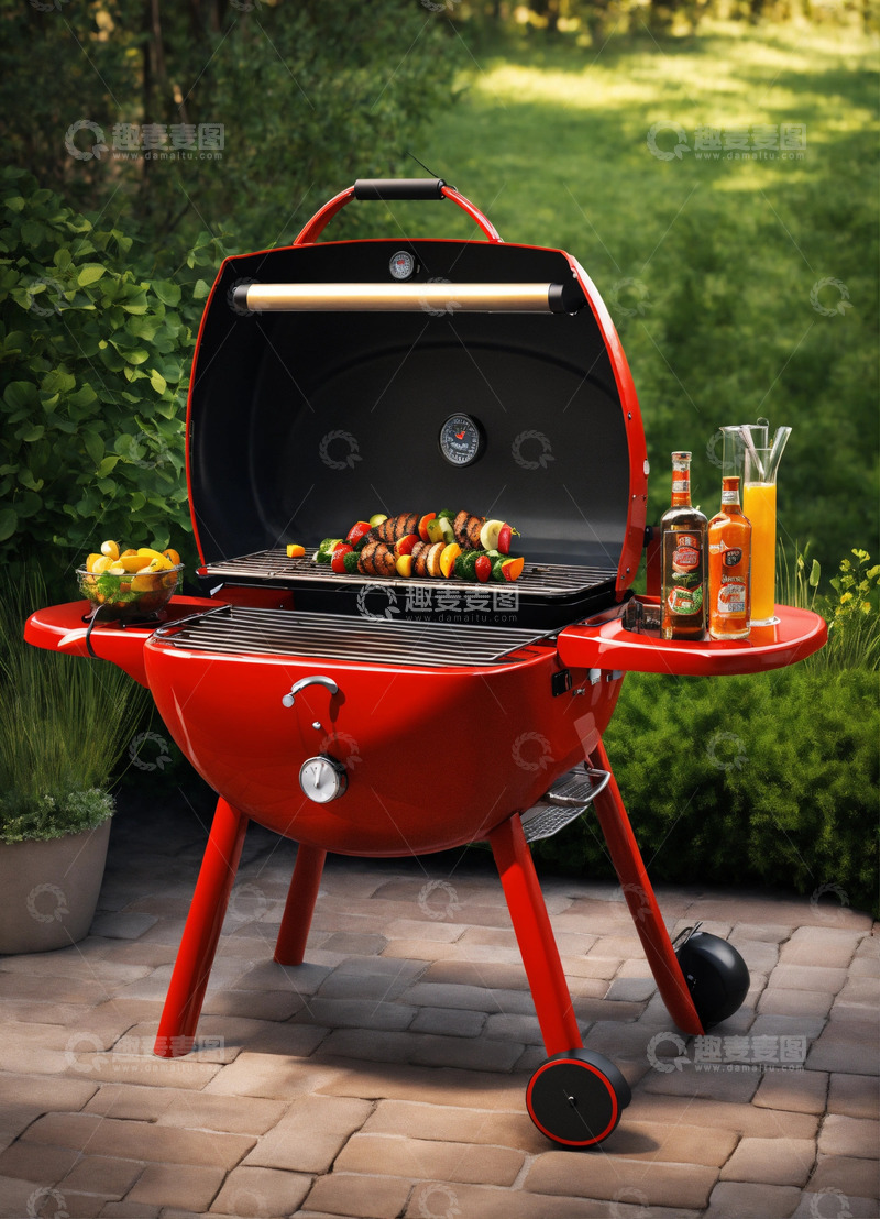 高清大图下载【趣麦麦图】燃气烤架3D艺术AI插画高清海报图片素材11