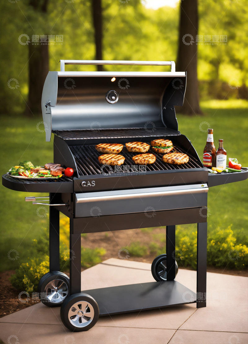 高清大图下载【趣麦麦图】燃气烤架3D艺术AI插画高清海报图片素材9