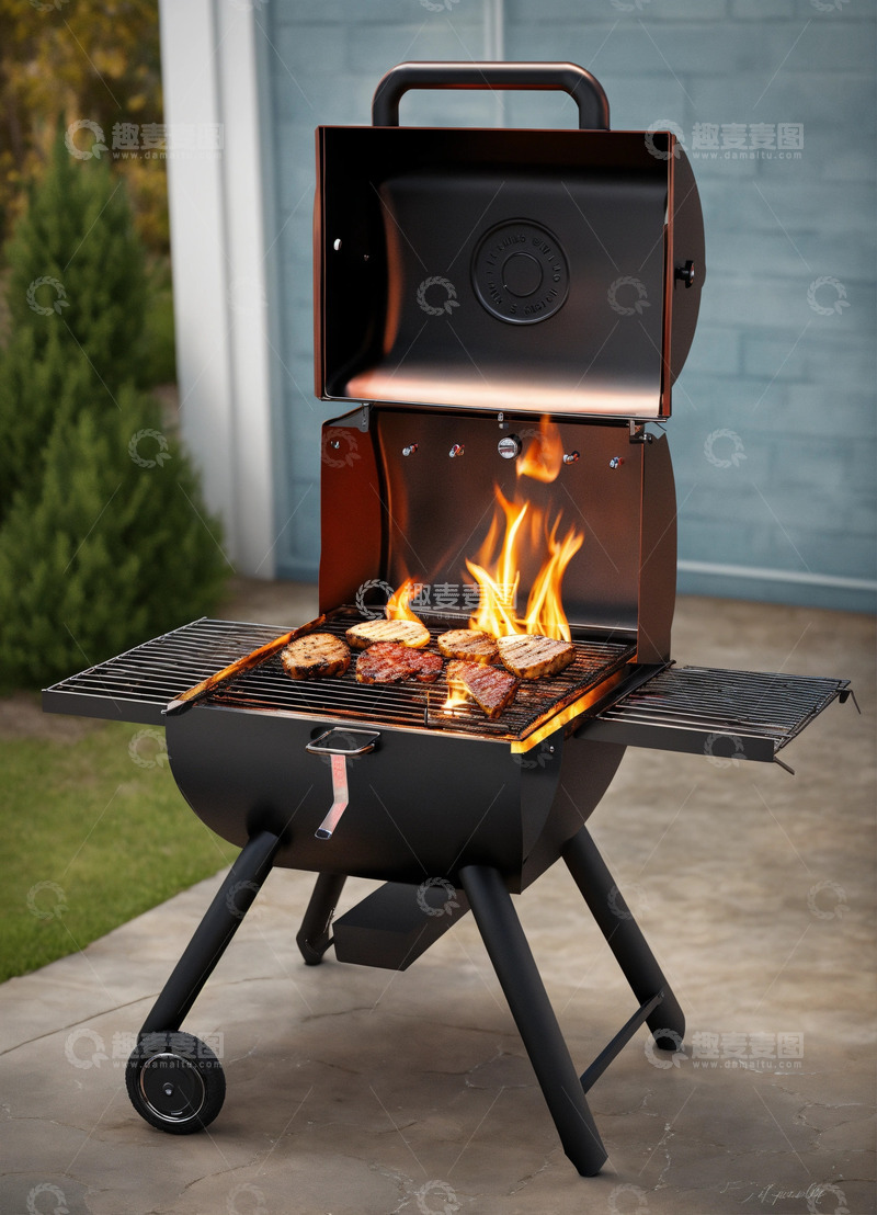 高清大图下载【趣麦麦图】燃气烤架3D艺术AI插画高清海报图片素材8