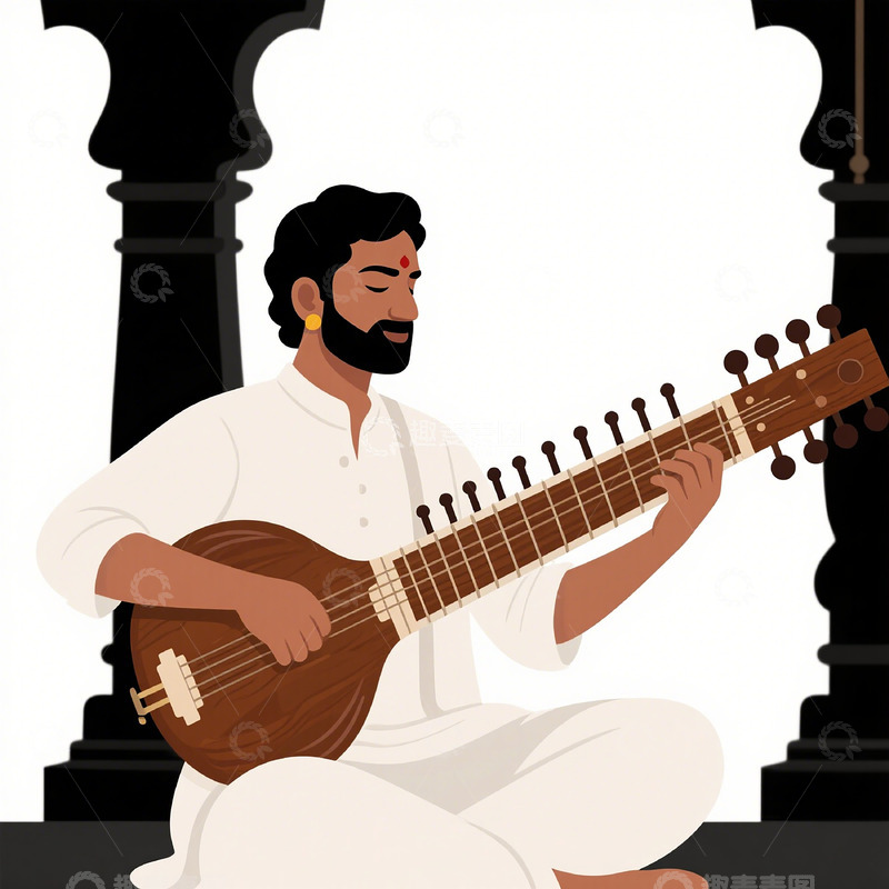 高清大图下载【趣麦麦图】弹琴的男人矢量图