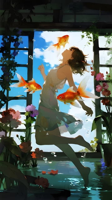 水下花漾金鱼与少女2