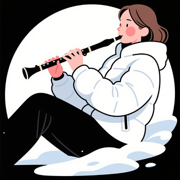 吹笛子的女孩矢量图