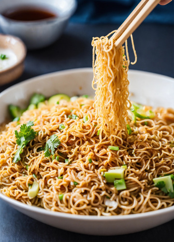 在家用筷子炒面AI插画海报背景图片素材