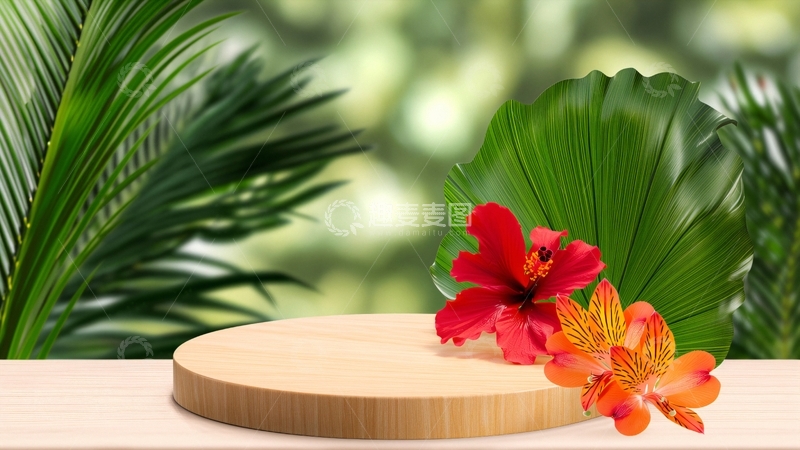 高清大图下载【趣麦麦图】绿色电商展台背景3