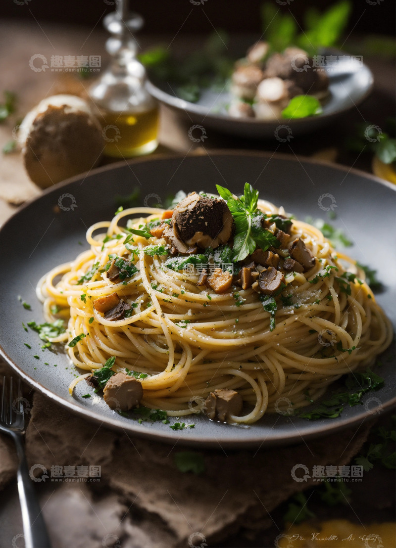 高清大图下载【趣麦麦图】松露意面AI插画海报背景高清图片素材3