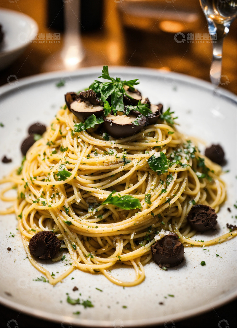 高清大图下载【趣麦麦图】松露意面AI插画海报背景高清图片素材
