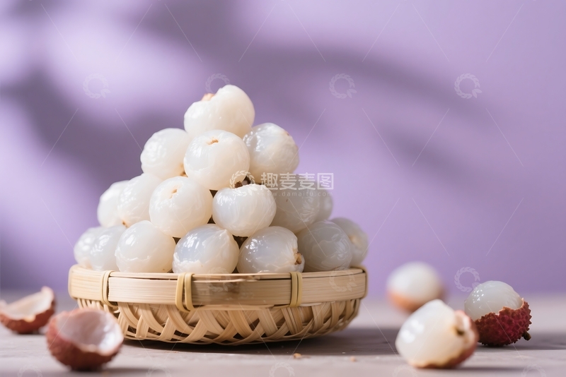 高清大图下载【趣麦麦图】剥皮的荔枝特写清新夏天水果 