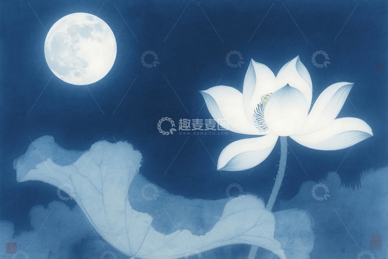 高清大图下载【趣麦麦图】古风水墨荷花手绘素材荷花水墨 