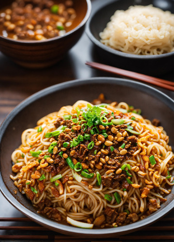 山东菜炸酱面面条炸酱豆瓣酱AI插画素材