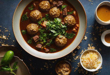 浓郁印尼甜酱炖肉金黄诱人AI插画背景素材1