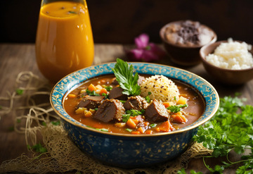 浓郁印尼甜酱炖肉金黄诱人AI插画背景素材